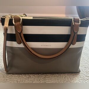 Coach mini Borough crossbody *rare*- black, white and grey stripe